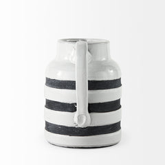 Harmon White/Charcoal Small Ceramic Jug - Ornate Home