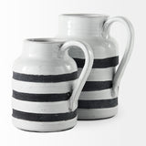 Harmon White/Charcoal Small Ceramic Jug - Ornate Home