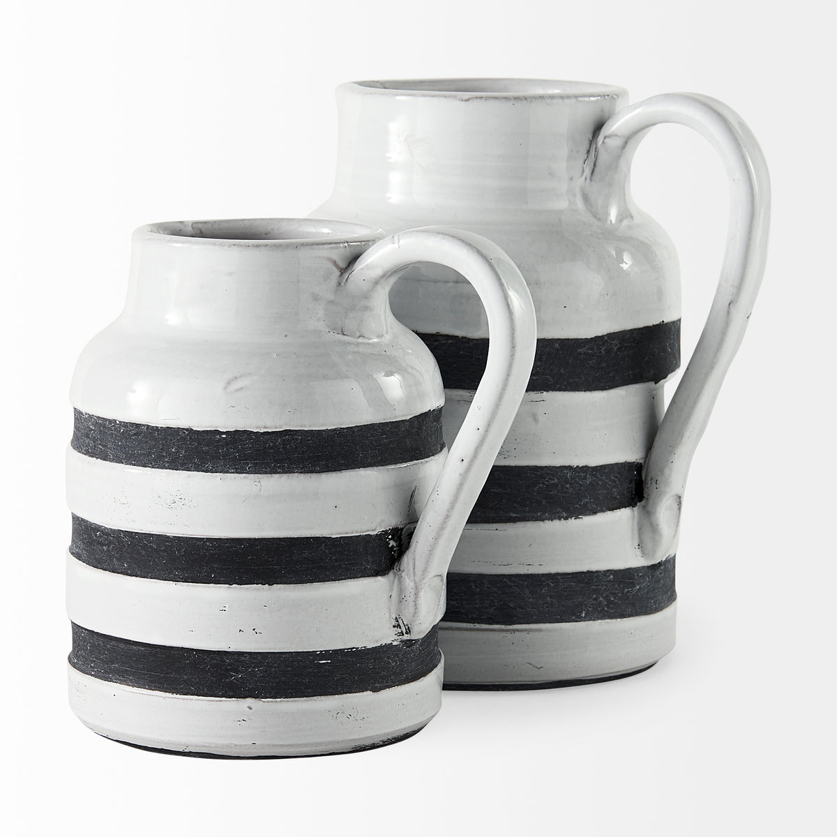 Harmon White/Charcoal Small Ceramic Jug - Ornate Home