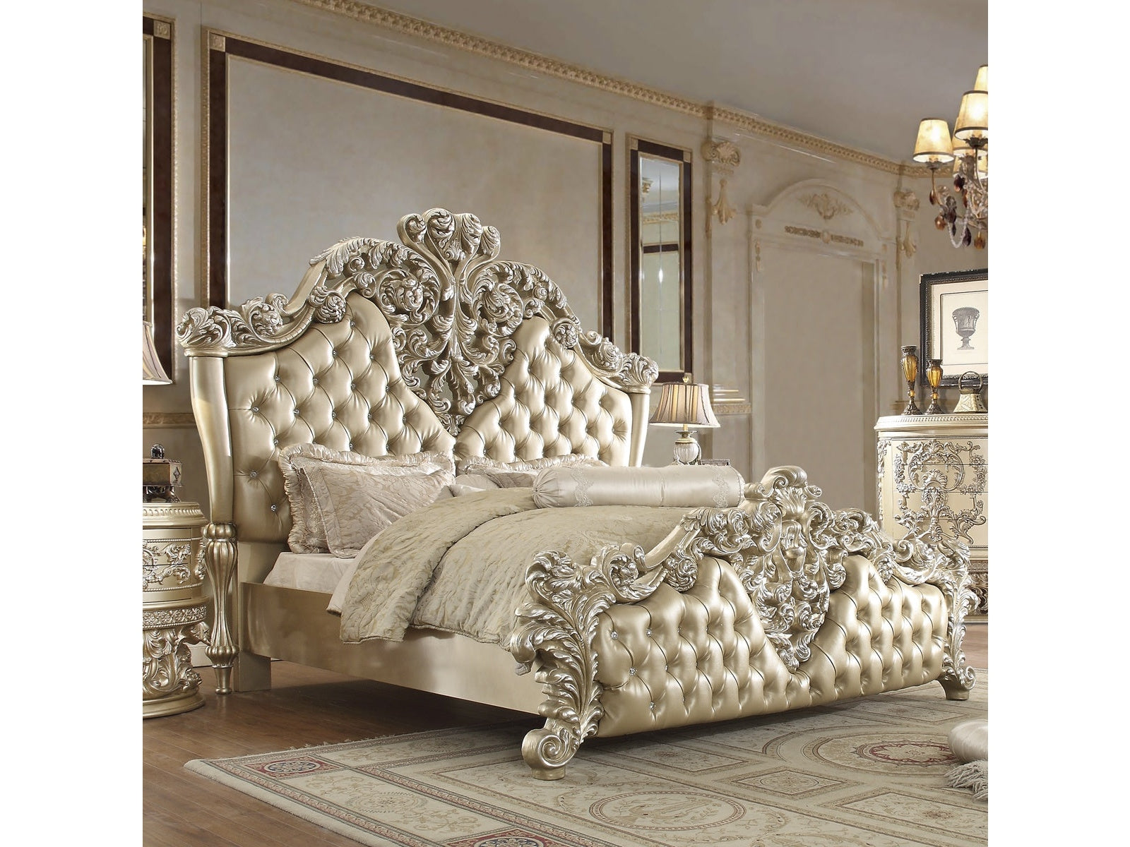 Harmonia Champagne California King Bed  / HD-8022 - Ornate Home