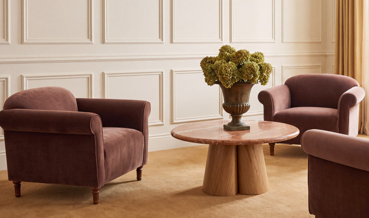 Harmony Blush Faux Mohair Accent Chair - Ornate Home