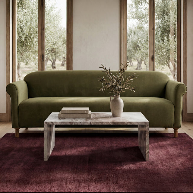 Harmony Dark Green Faux Mohair Sofa - Ornate Home