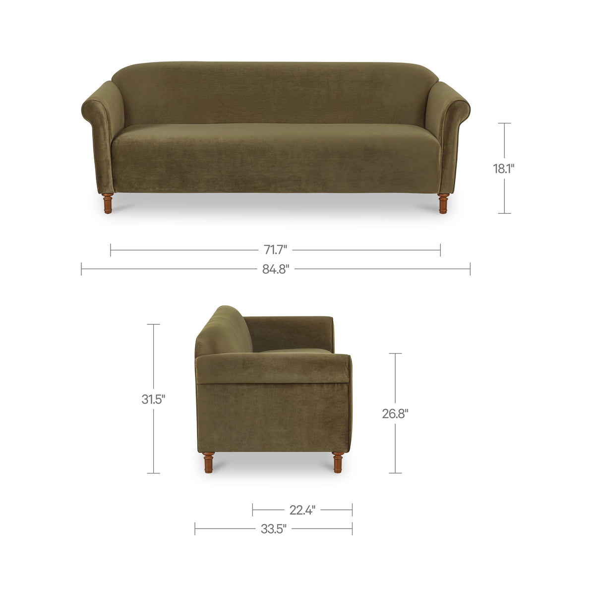 Harmony Dark Green Faux Mohair Sofa - Ornate Home
