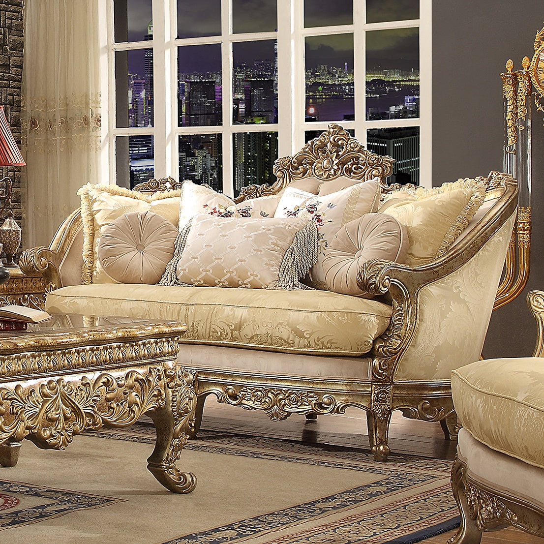 Harmony Gold & Rust Highlights 3pc Living Room Set  / HD-2626 - Ornate Home
