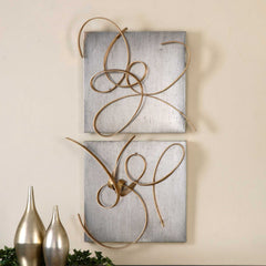 Harmony Gold/Silver Metal Wall Art (Set of 2) - Ornate Home