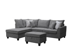 Harmony Gray 99"W Fabric Sectional Sofa with Left-Facing Chaise & Ottoman - Ornate Home