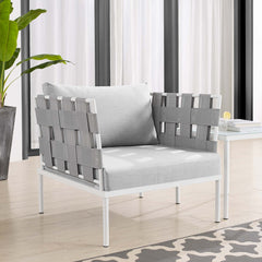 Harmony Gray Sunbrella Outdoor Patio Aluminum Armchair - Ornate Home