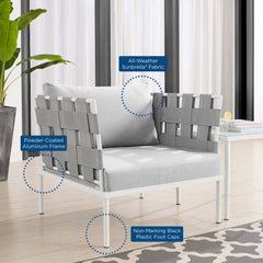 Harmony Gray Sunbrella Outdoor Patio Aluminum Armchair - Ornate Home