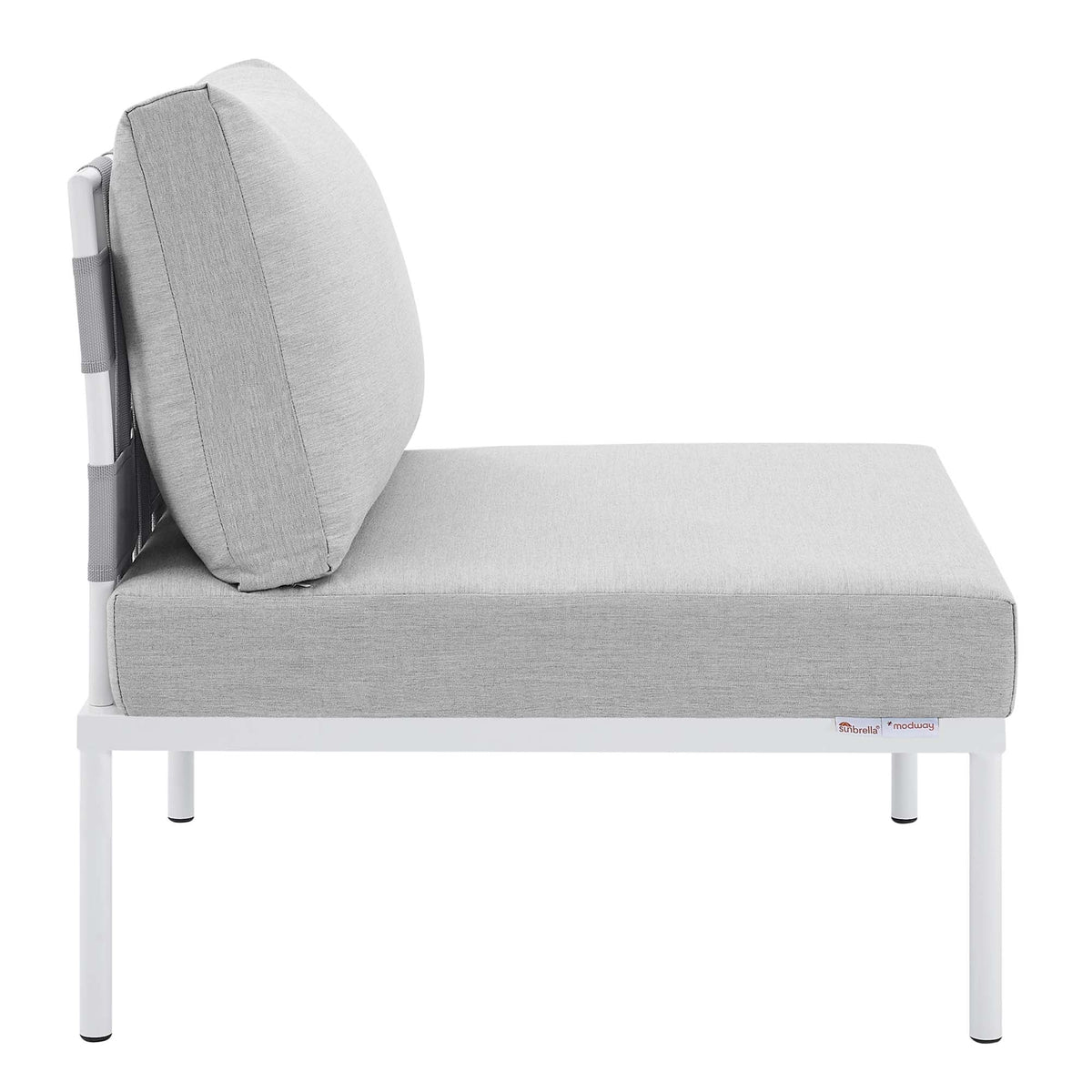 Harmony Gray Sunbrella Outdoor Patio Aluminum Armless Chair - Ornate Home