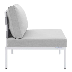 Harmony Gray Sunbrella Outdoor Patio Aluminum Armless Chair - Ornate Home