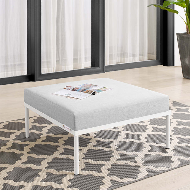 Harmony Gray Sunbrella Outdoor Patio Aluminum Ottoman - Ornate Home