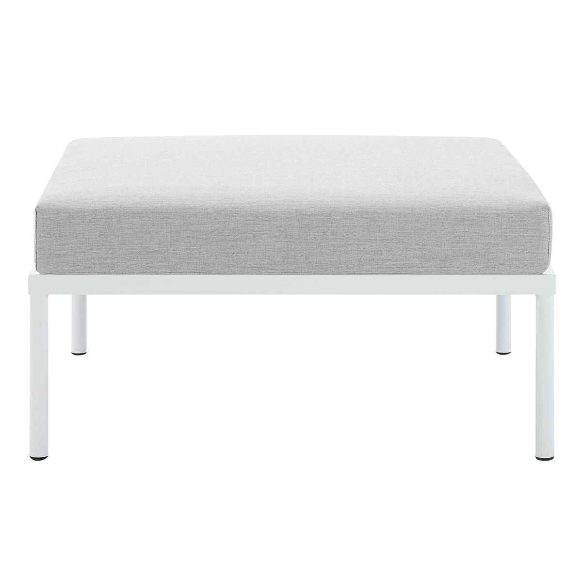 Harmony Gray Sunbrella Outdoor Patio Aluminum Ottoman - Ornate Home