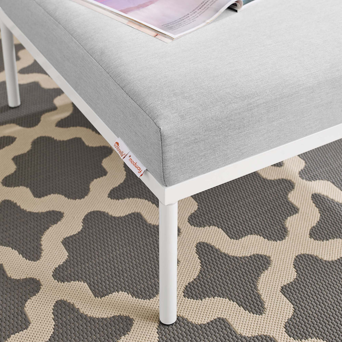 Harmony Gray Sunbrella Outdoor Patio Aluminum Ottoman - Ornate Home