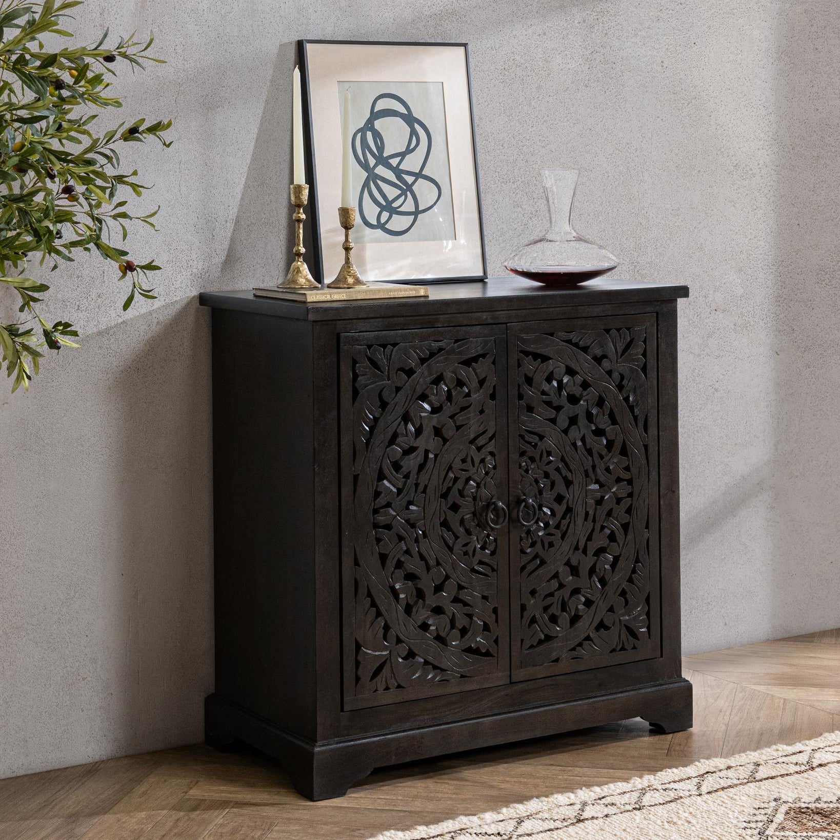 Harmony Harvest Walnut 2 Door Cabinet - Ornate Home