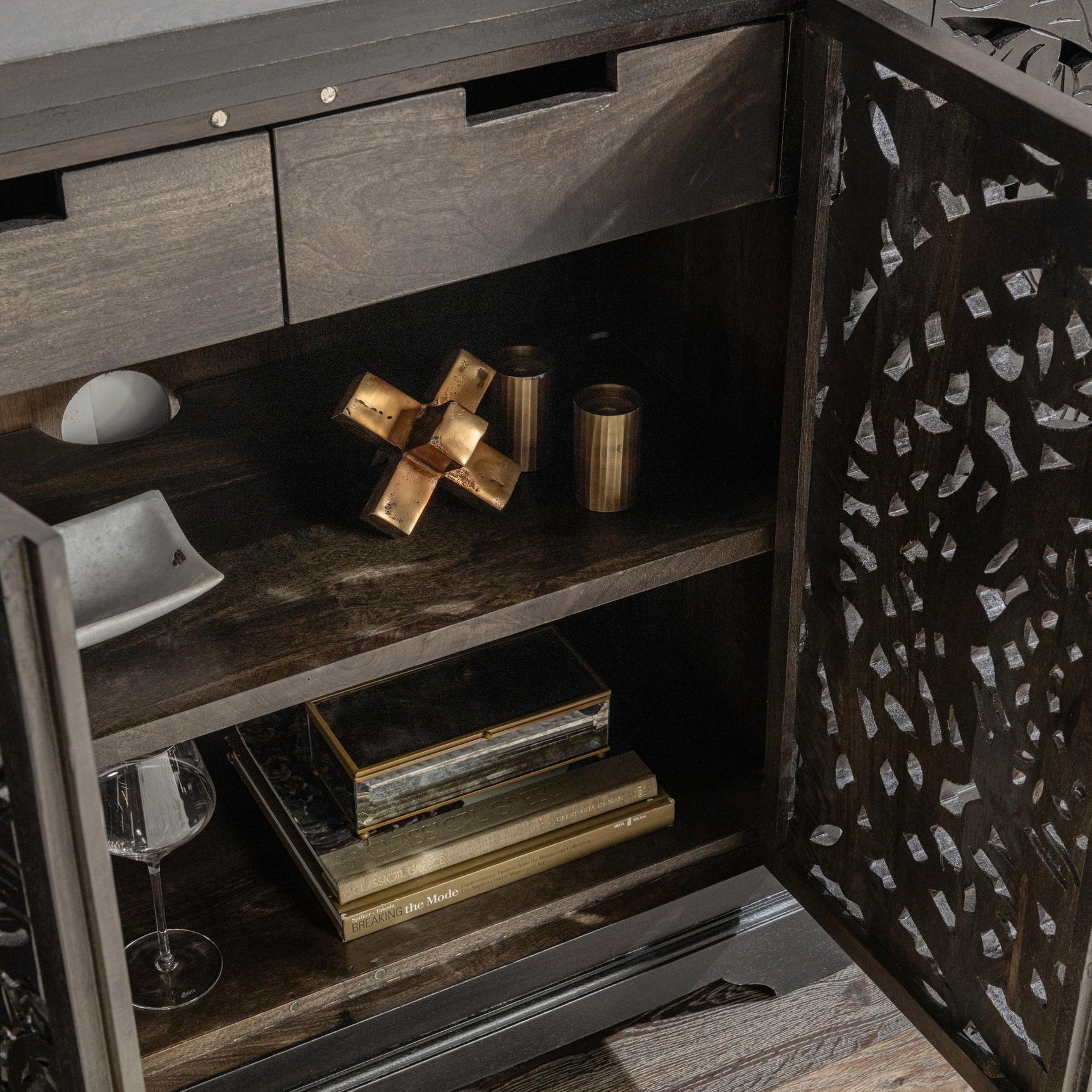 Harmony Harvest Walnut 4 Door Cabinet - Ornate Home
