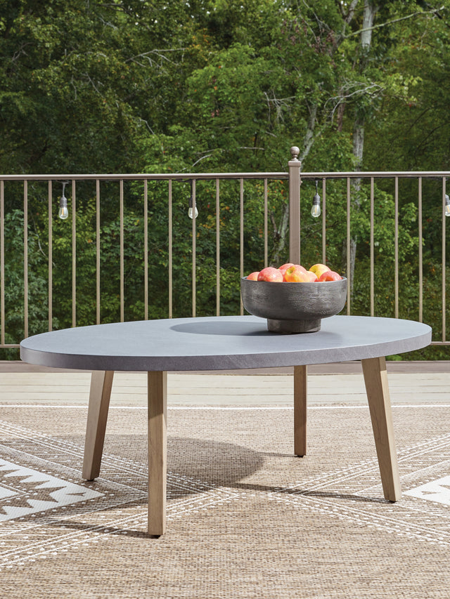 Harmony Headlands Natural/Gray Oval Cocktail Table - Ornate Home