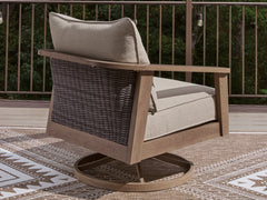 Harmony Headlands Natural/Gray Swivel Lounge w/ Cushion - Ornate Home