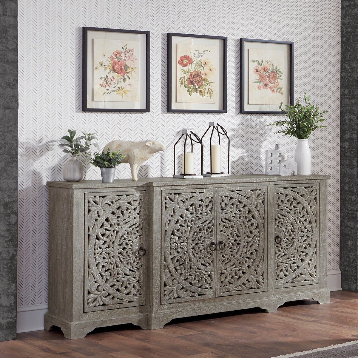 Harmony Vintage Gray Cabinet - Ornate Home