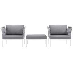 Harmony White/Gray 3 Piece Outdoor Patio Aluminum Sectional Sofa Set - Ornate Home