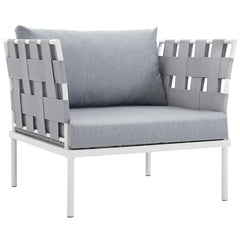 Harmony White/Gray 5 Piece Outdoor Patio Aluminum Sectional Sofa Set - Ornate Home