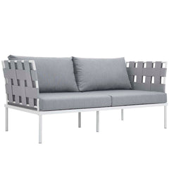 Harmony White/Gray 5 Piece Outdoor Patio Aluminum Sectional Sofa Set - Ornate Home