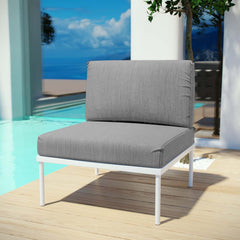 Harmony White/Gray Armless Outdoor Patio Aluminum Chair - Ornate Home