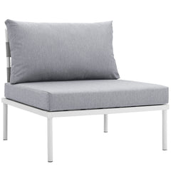 Harmony White/Gray Armless Outdoor Patio Aluminum Chair - Ornate Home