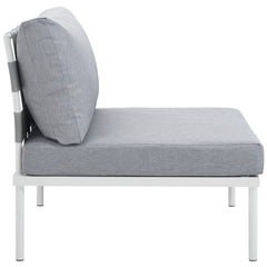 Harmony White/Gray Armless Outdoor Patio Aluminum Chair - Ornate Home