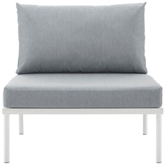 Harmony White/Gray Armless Outdoor Patio Aluminum Chair - Ornate Home
