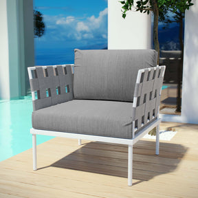 Harmony White/Gray Outdoor Patio Aluminum Armchair - Ornate Home