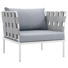Harmony White/Gray Outdoor Patio Aluminum Armchair - Ornate Home