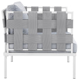 Harmony White/Gray Outdoor Patio Aluminum Armchair - Ornate Home