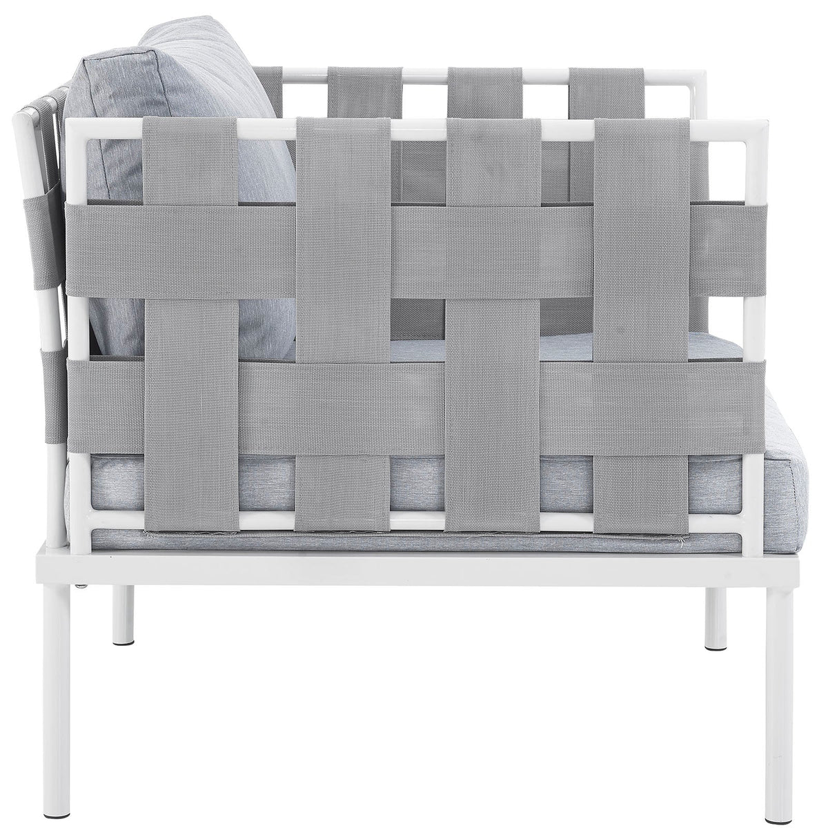 Harmony White/Gray Outdoor Patio Aluminum Armchair - Ornate Home