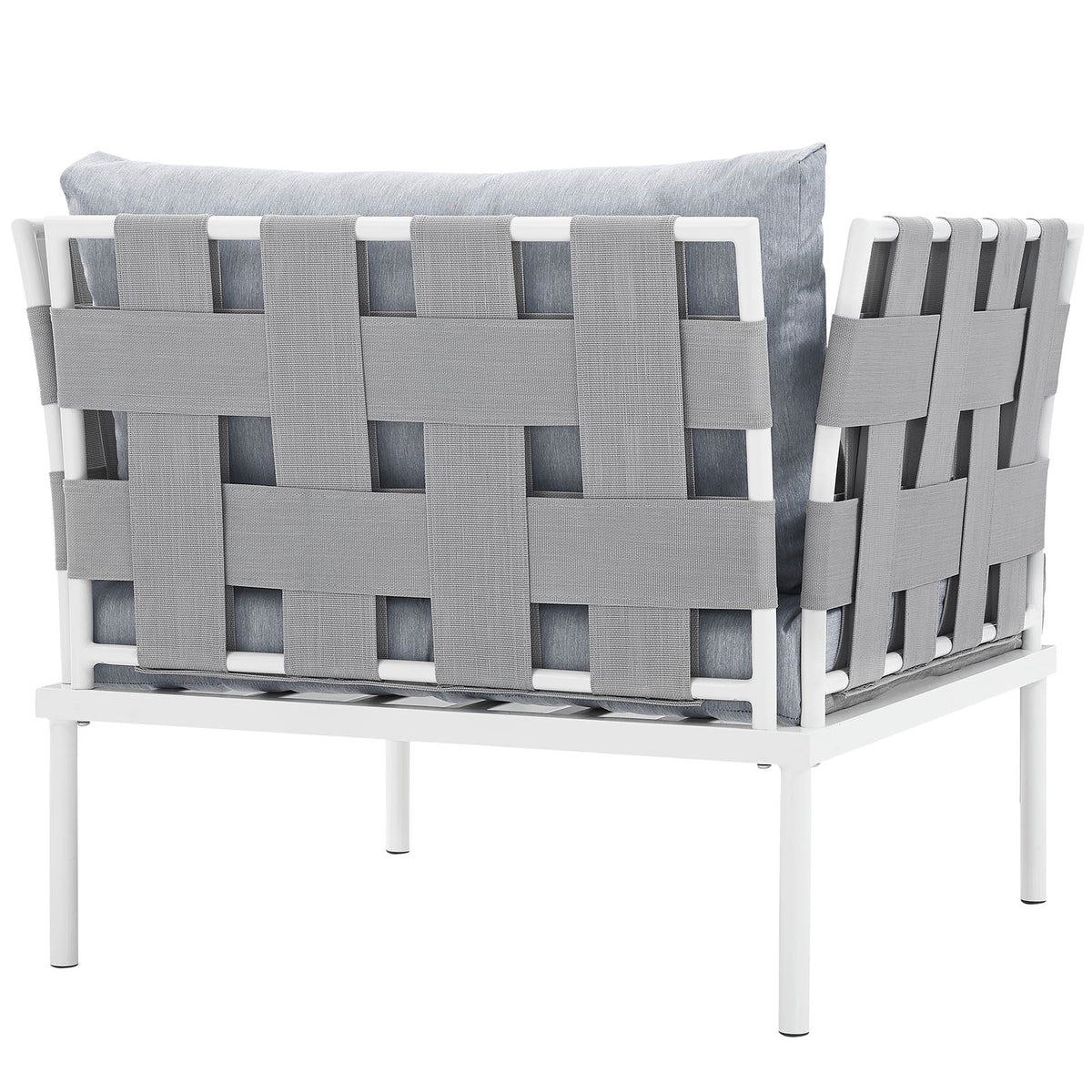 Harmony White/Gray Outdoor Patio Aluminum Armchair - Ornate Home