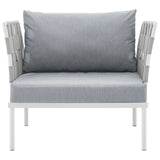 Harmony White/Gray Outdoor Patio Aluminum Armchair - Ornate Home