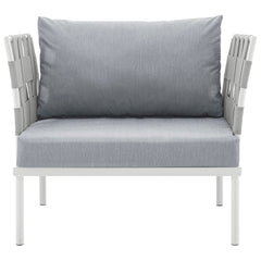 Harmony White/Gray Outdoor Patio Aluminum Armchair - Ornate Home
