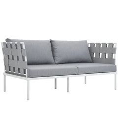 Harmony White/Gray Outdoor Patio Aluminum Loveseat - Ornate Home