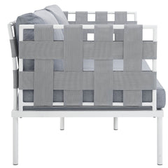 Harmony White/Gray Outdoor Patio Aluminum Loveseat - Ornate Home
