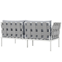 Harmony White/Gray Outdoor Patio Aluminum Loveseat - Ornate Home