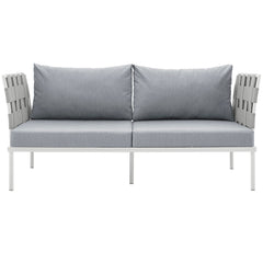 Harmony White/Gray Outdoor Patio Aluminum Loveseat - Ornate Home