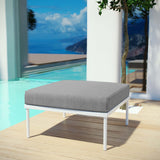 Harmony White/Gray Outdoor Patio Aluminum Ottoman - Ornate Home