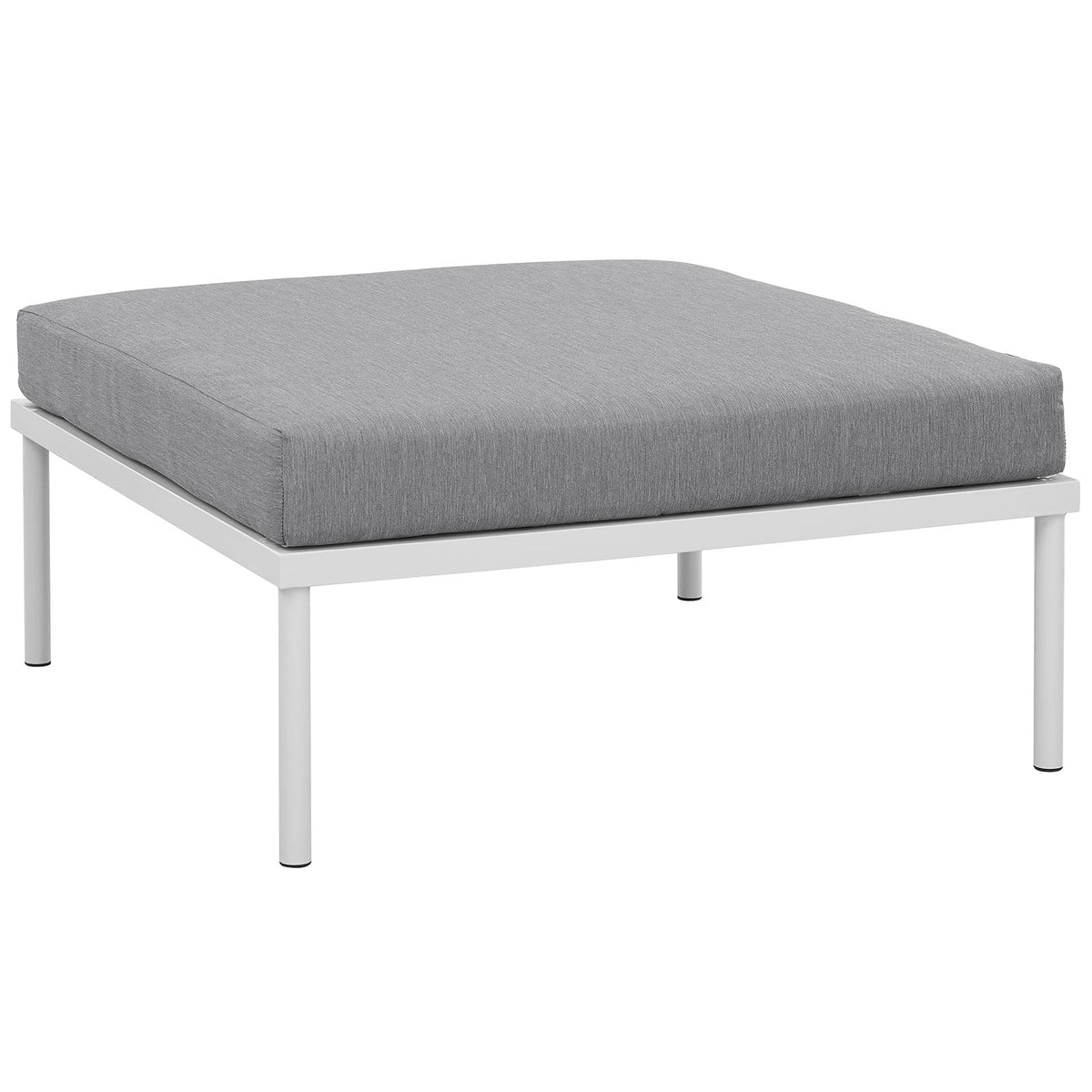 Harmony White/Gray Outdoor Patio Aluminum Ottoman - Ornate Home