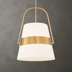 Harness Brass/White 1 Light Shade Pendant - Ornate Home