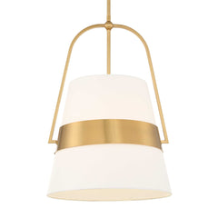 Harness Brass/White 1 Light Shade Pendant - Ornate Home