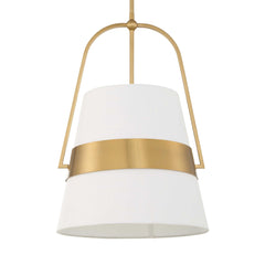 Harness Brass/White 1 Light Shade Pendant - Ornate Home