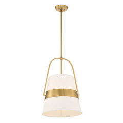 Harness Brass/White 1 Light Shade Pendant - Ornate Home