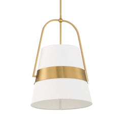 Harness Brass/White 1 Light Shade Pendant - Ornate Home