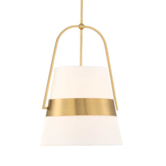 Harness Brass/White 1 Light Shade Pendant - Ornate Home