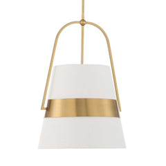 Harness Brass/White 1 Light Shade Pendant - Ornate Home