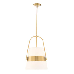 Harness Brass/White 1 Light Shade Pendant - Ornate Home